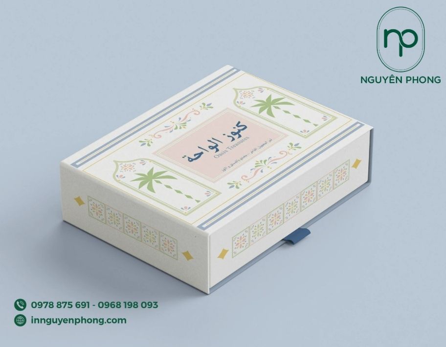 Mẫu in hộp chà là dạng rút 